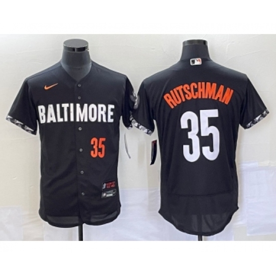 Men's Baltimore Orioles #35 Adley Rutschman Number Black 2023 City Connect Flex Base Stitched Jersey 1 - Ujersey