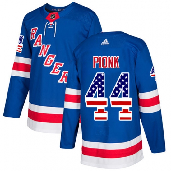 Men's Adidas New York Rangers #44 Neal Pionk Royal Blue Home Authentic USA Flag Stitched NHL Jersey - Ujersey