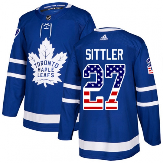 Youth Adidas Toronto Maple Leafs #27 Darryl Sittler Authentic Royal Blue USA Flag Fashion NHL Jersey - Ujersey