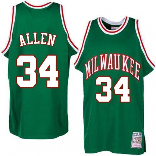Men's Adidas Milwaukee Bucks #34 Ray Allen Swingman Green Throwback NBA Jersey - Ujersey