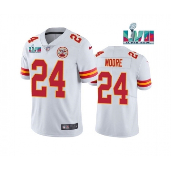 Men's Kansas City Chiefs #24 Skyy Moore White Super Bowl LVII Patch Vapor Untouchable Limited Stitched Jersey - Ujersey