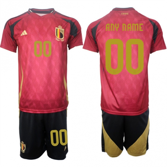 Men's Belgium National Team Custom Red 2024-25 Home Soccer Jersey Suit - Ujersey