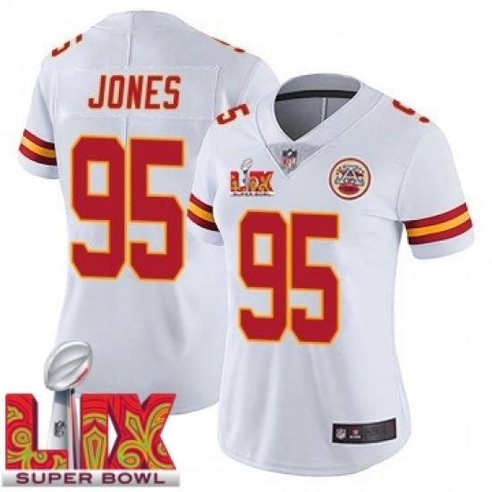 Women Kansas City Chiefs Chris Jones #95 White 2024 2025 Super Bowl LIX F U S E Stitched Jersey - Ujersey