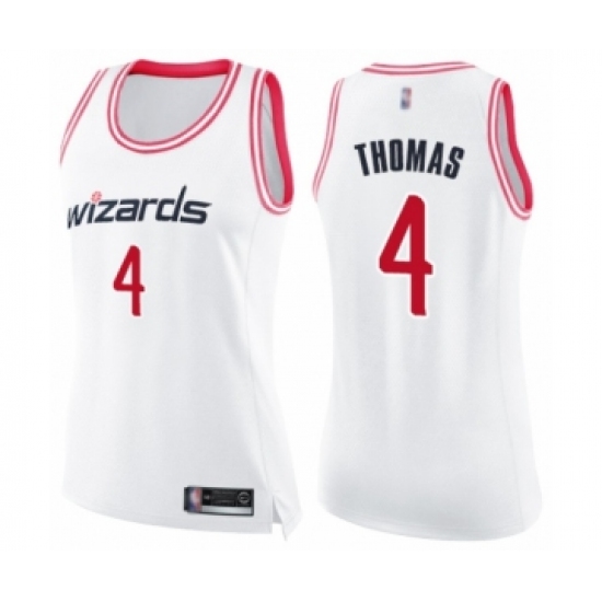 Women's Washington Wizards #4 Isaiah Thomas Swingman White Pink Fashion Basketball Jersey - Ujersey