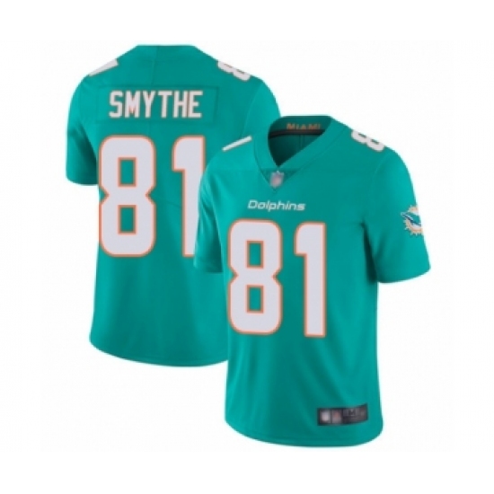 Youth Miami Dolphins #81 Durham Smythe Aqua Green Team Color Vapor Untouchable Limited Player Football Jersey - Ujersey