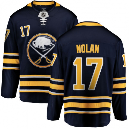 Men's Buffalo Sabres #17 Jordan Nolan Fanatics Branded Navy Blue Home Breakaway NHL Jersey - Ujersey