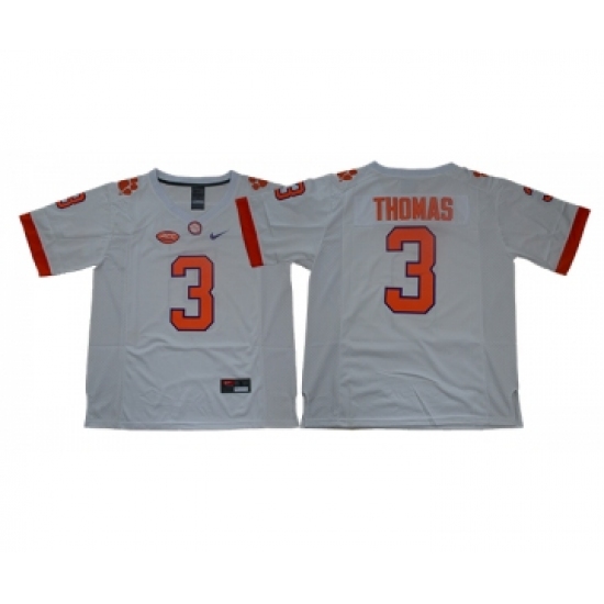 Clemson Tigers 3 Xavier Thomas White College Football Jersey - Ujersey