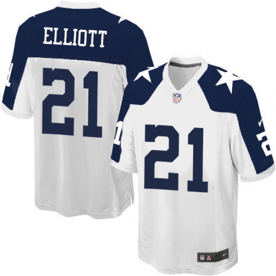 Men's Nike Dallas Cowboys #21 Ezekiel Elliott Game White Throwback Alternate NFL Jersey - Ujersey
