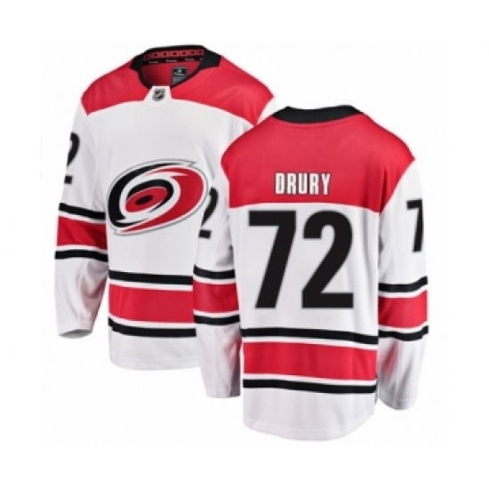 Youth Carolina Hurricanes #72 Jack Drury Authentic White Away Fanatics Branded Breakaway NHL Jersey - Ujersey