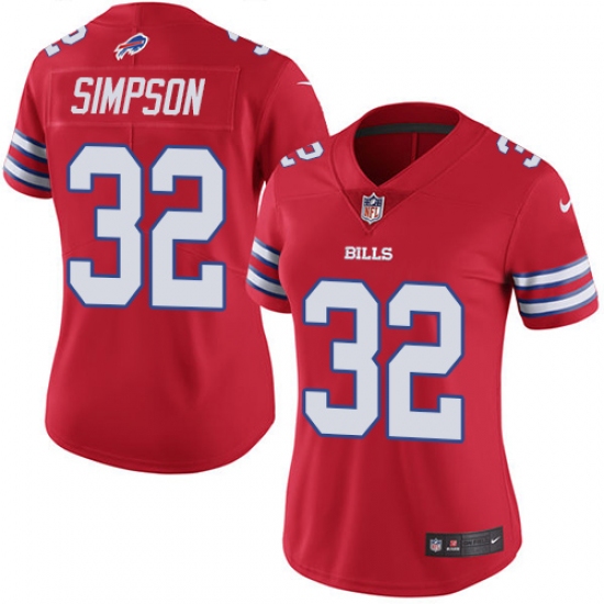 Women's Nike Buffalo Bills #32 O. J. Simpson Elite Red Rush Vapor Untouchable NFL Jersey - Ujersey