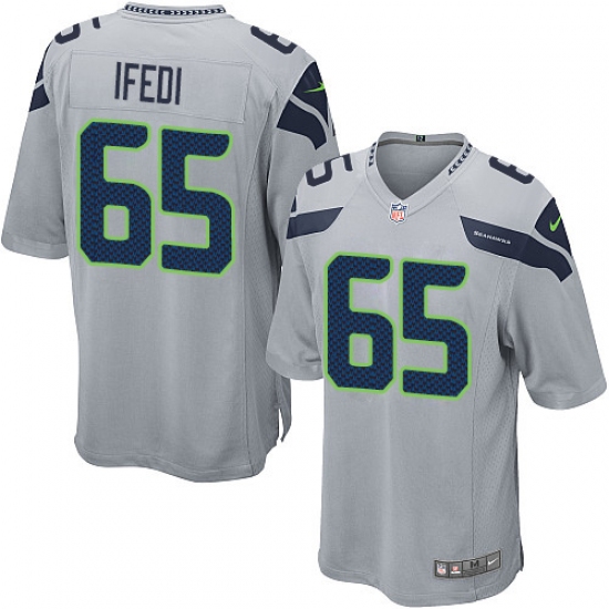 Men's Nike Seattle Seahawks #65 Germain Ifedi Game Grey Alternate NFL Jersey - Ujersey