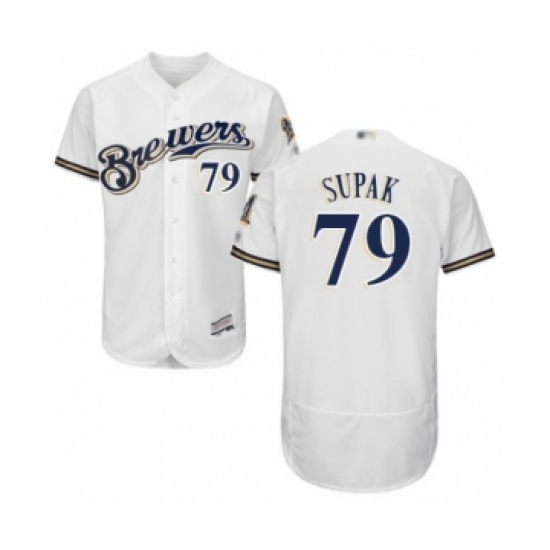 Men's Milwaukee Brewers #79 Trey Supak White Alternate Flex Base Authentic Collection Baseball Player Jersey