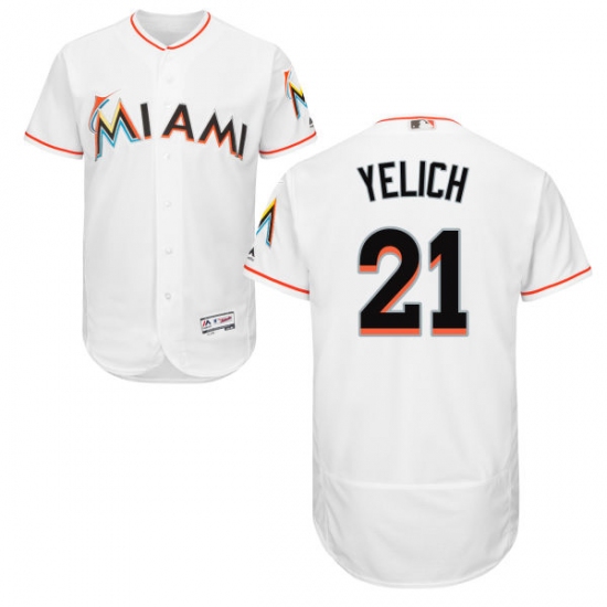 Men's Majestic Miami Marlins #21 Christian Yelich White Home Flex Base Authentic Collection MLB Jersey - Ujersey