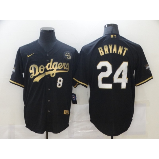 Men's Los Angeles Dodgers Kobe Bryant Black Olive Gold Portrait Jerseys - Ujersey