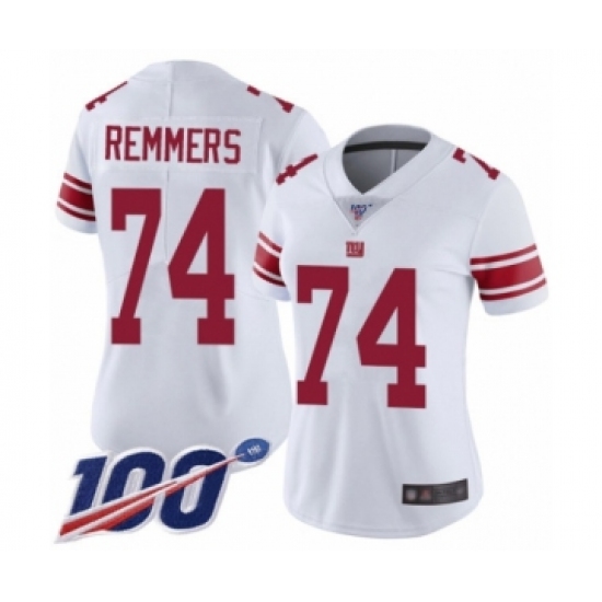 Women's New York Giants #74 Mike Remmers White Vapor Untouchable Limited Player 100th Season Football Jersey - Ujersey
