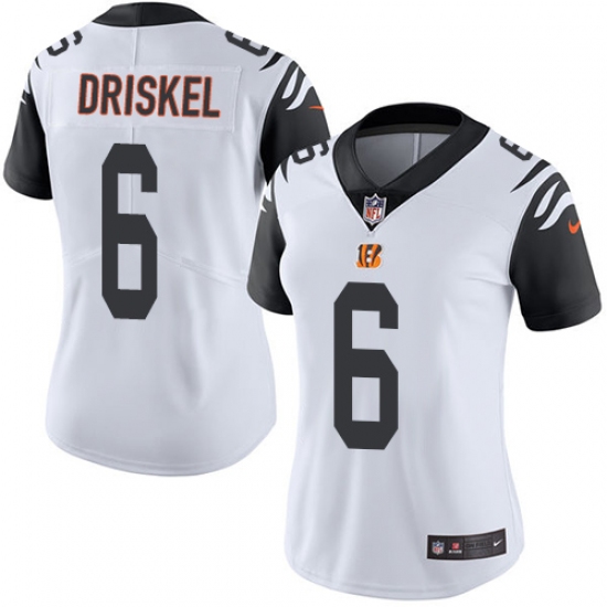Women's Nike Cincinnati Bengals #6 Jeff Driskel Limited White Rush Vapor Untouchable NFL Jersey - Ujersey