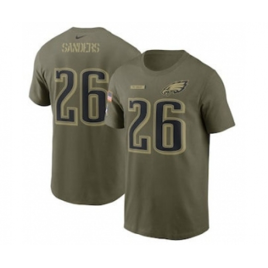 Men's Philadelphia Eagles Miles Sanders Football Camo 2021 Salute To Service Name & Number T-Shirt - Ujersey