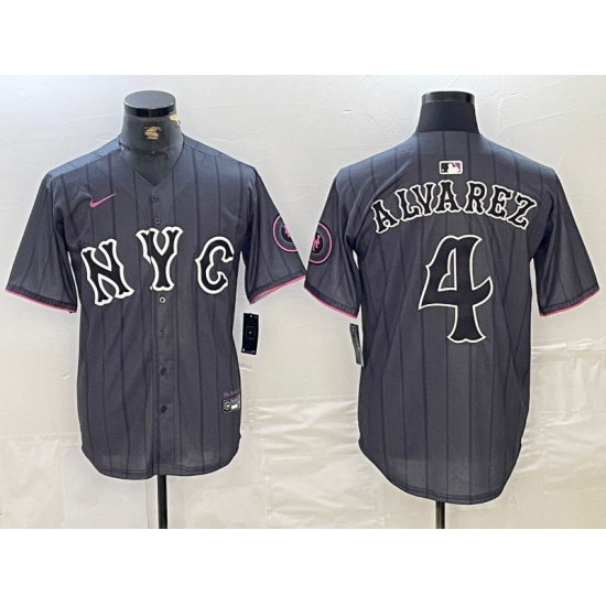Men's New York Mets #4 Francisco Alvarez Gray 2024 City Connect Cool Base Stitched Jersey - Ujersey