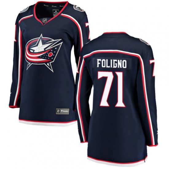 Women's Columbus Blue Jackets #71 Nick Foligno Fanatics Branded Navy Blue Home Breakaway NHL Jersey - Ujersey