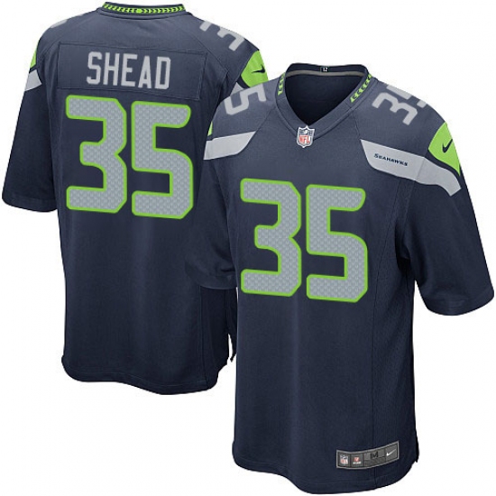 Men's Nike Seattle Seahawks #35 DeShawn Shead Game Steel Blue Team Color NFL Jersey - Ujersey
