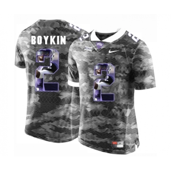 TCU Horned Frogs 2 Trevone Boykin Gray With Portrait Print College Football Limited Jersey