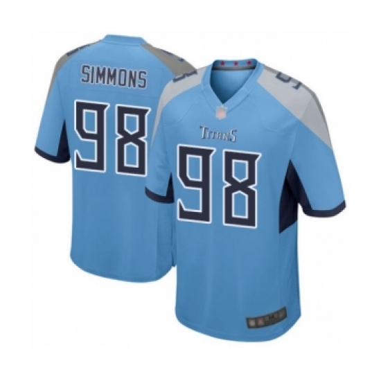 Men's Tennessee Titans #98 Jeffery Simmons Game Light Blue Alternate Football Jersey - Ujersey
