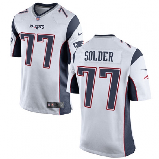 Men's Nike New England Patriots #77 Nate Solder Game White NFL Jersey - Ujersey