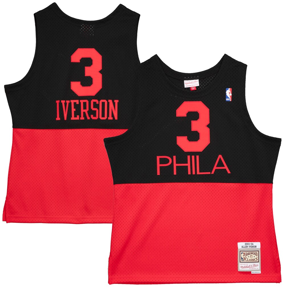 Men's Philadelphia 76ers Allen Iverson Mitchell & Ness Black 2003/04 Hardwood Classics Reload 2.0 Swingman Jersey - ujerseystore