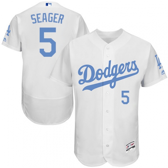 Men's Majestic Los Angeles Dodgers #5 Corey Seager Authentic White 2016 Father's Day Fashion Flex Base MLB Jersey - Ujersey