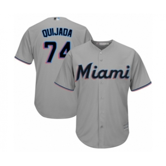 Youth Miami Marlins #74 Jose Quijada Authentic Grey Road Cool Base Baseball Player Jersey - Ujersey