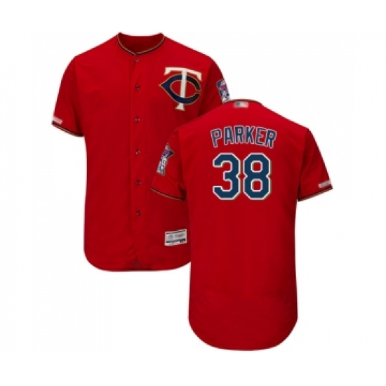 Men's Minnesota Twins #38 Blake Parker Scarlet Alternate Flex Base Authentic Collection Baseball Jersey - Ujersey
