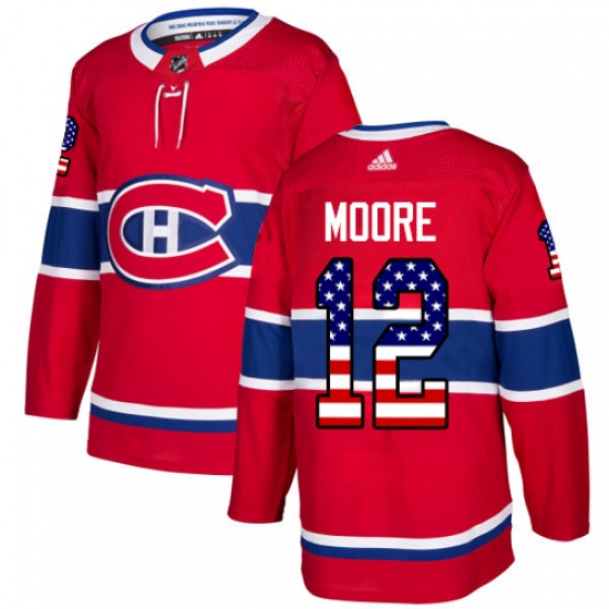 Youth Adidas Montreal Canadiens #12 Dickie Moore Authentic Red USA Flag Fashion NHL Jersey - Ujersey