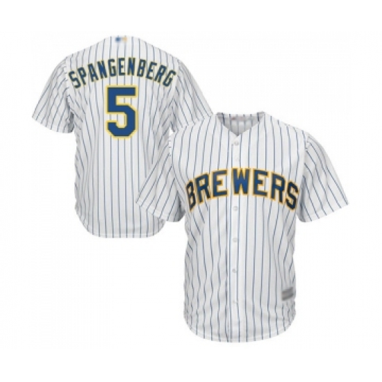 Youth Milwaukee Brewers #5 Cory Spangenberg Replica White Home Cool Base Baseball Jersey - Ujersey