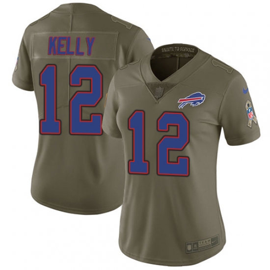 Women's Nike Buffalo Bills #12 Jim Kelly Limited Olive 2017 Salute to Service NFL Jersey - Ujersey