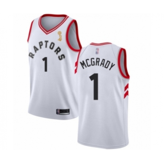 Men's Toronto Raptors #1 Tracy Mcgrady Swingman White 2019 Basketball Finals Champions Jersey - Association Edition - Ujersey