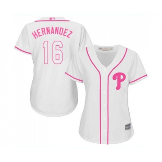 Women's Philadelphia Phillies #16 Cesar Hernandez Replica White Fashion Cool Base Baseball Jersey - Ujersey