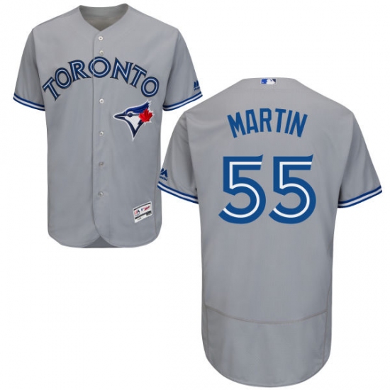 Men's Majestic Toronto Blue Jays #55 Russell Martin Grey Road Flex Base Authentic Collection MLB Jersey - Ujersey
