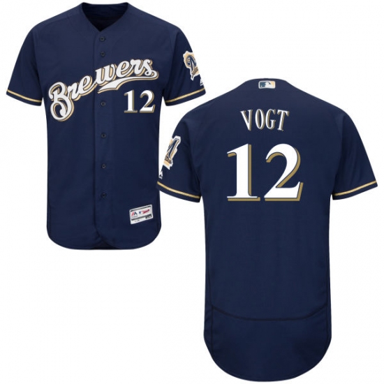 Men's Majestic Milwaukee Brewers #12 Stephen Vogt Navy Blue Flexbase Authentic Collection MLB Jersey - Ujersey