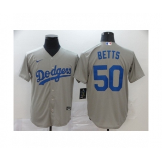 Men's Los Angeles Dodgers #50 Mookie Betts Royal Gray 2020 Cool Base Jersey - Ujersey
