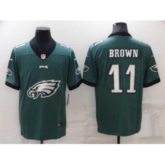Men's Philadelphia Eagles #11 A. J. Brown Green Team Big Logo Limited Stitched Jersey - Ujersey