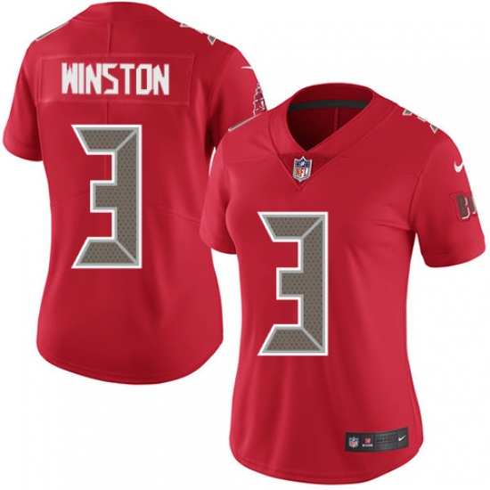 Women's Nike Tampa Bay Buccaneers #3 Jameis Winston Limited Red Rush Vapor Untouchable NFL Jersey - Ujersey