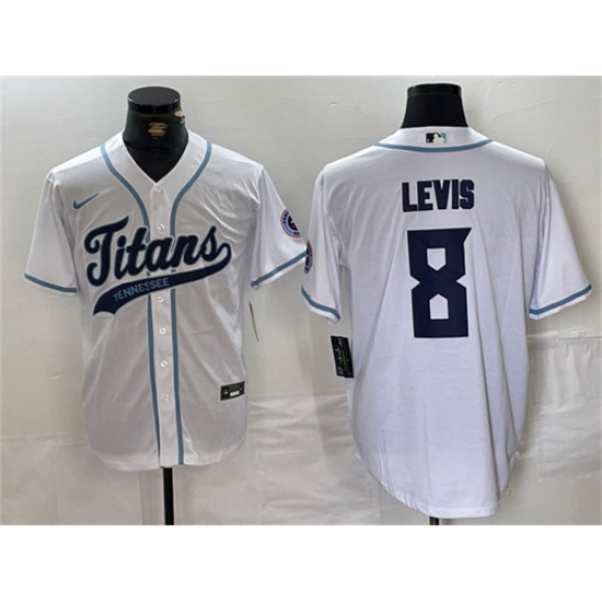 Men's Tennessee Titans #8 Will Levis White With Cool Base Stitched Baseball Jersey - Ujersey