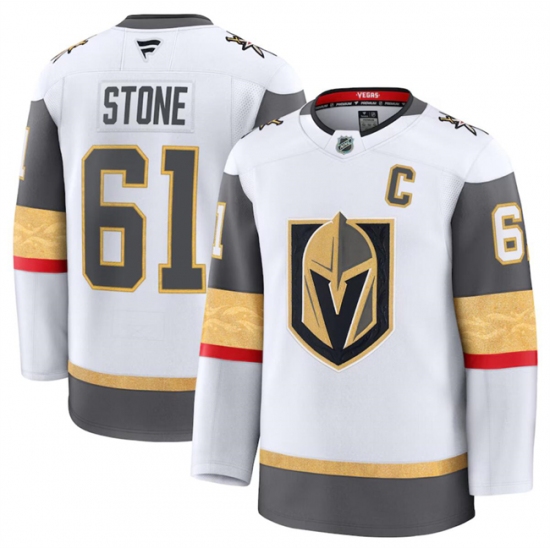 Men's Vegas Golden Knights #61 Mark Stone White 2024-25 Away Stitched Hockey Jersey - Ujersey