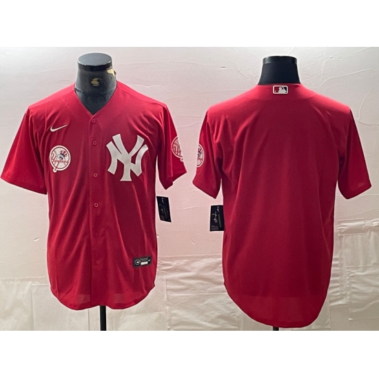 Men's New York Yankees Blank Red Cool Base Stitched Baseball Jersey1 - Ujersey