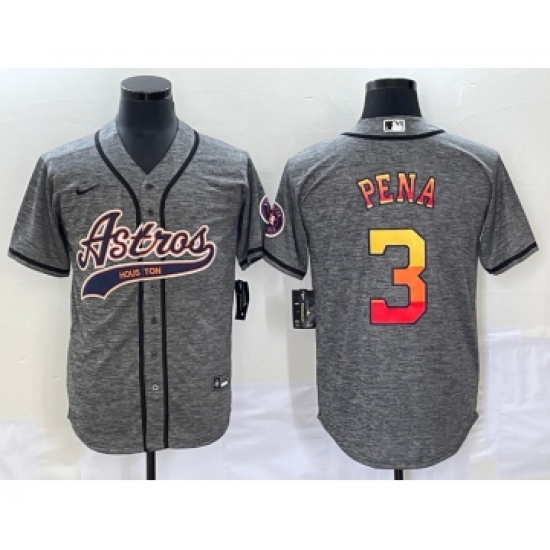 Men's Houston Astros #3 Jeremy Pena Grey Gridiron Cool Base Stitched Baseball Jersey - Ujersey
