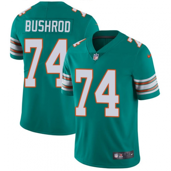Youth Nike Miami Dolphins #74 Jermon Bushrod Elite Aqua Green Alternate NFL Jersey - Ujersey