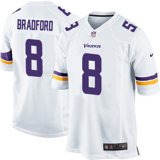 Men's Nike Minnesota Vikings #8 Sam Bradford Game White NFL Jersey - Ujersey