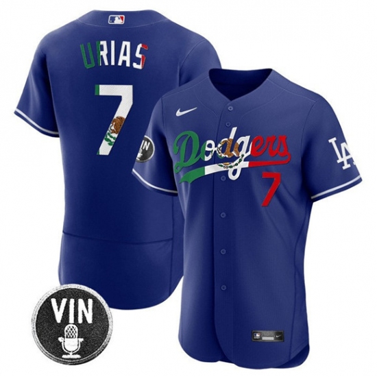 Men's Los Angeles Dodgers #7 Julio Urias Royal Mexico Special Vin Scully Flex Base Stitched Baseball Jersey - Ujersey