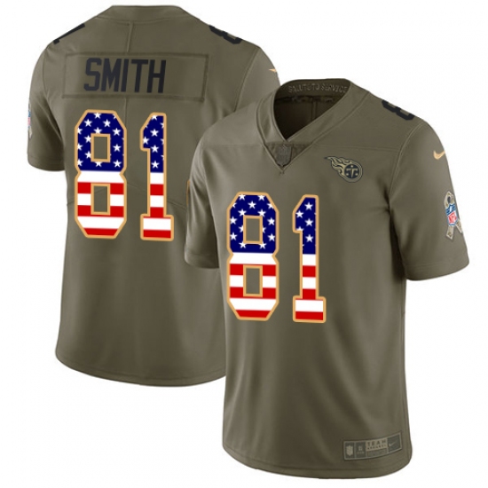 Youth Nike Tennessee Titans #81 Jonnu Smith Limited Olive/USA Flag 2017 Salute to Service NFL Jersey - Ujersey