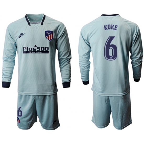 Atletico Madrid #6 Koke Third Long Sleeves Soccer Club Jersey